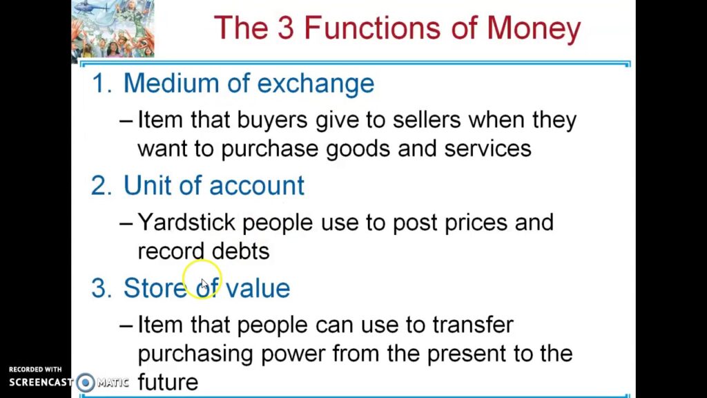 what are the three functions of money